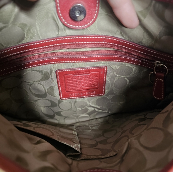 Coach bag. Red. Couple marks on outside as shown but in good used condition! - Picture 9 of 9